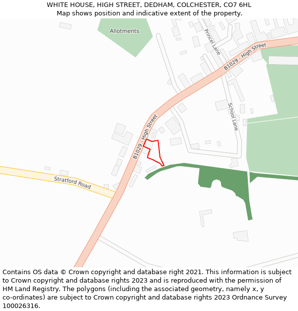 WHITE HOUSE, HIGH STREET, DEDHAM, COLCHESTER, CO7 6HL: Location map and indicative extent of plot