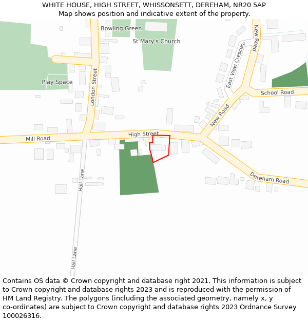 WHITE HOUSE, HIGH STREET, WHISSONSETT, DEREHAM, NR20 5AP: Location map and indicative extent of plot