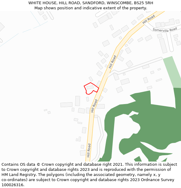 WHITE HOUSE, HILL ROAD, SANDFORD, WINSCOMBE, BS25 5RH: Location map and indicative extent of plot