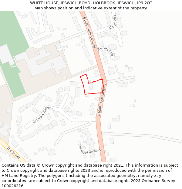WHITE HOUSE, IPSWICH ROAD, HOLBROOK, IPSWICH, IP9 2QT: Location map and indicative extent of plot