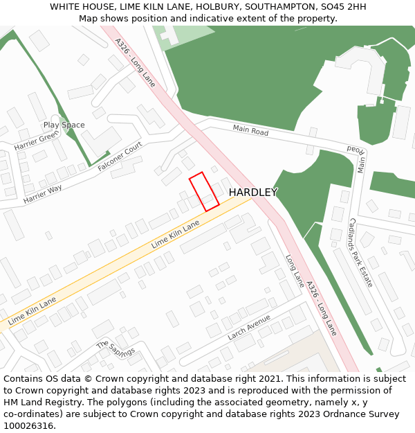 WHITE HOUSE, LIME KILN LANE, HOLBURY, SOUTHAMPTON, SO45 2HH: Location map and indicative extent of plot