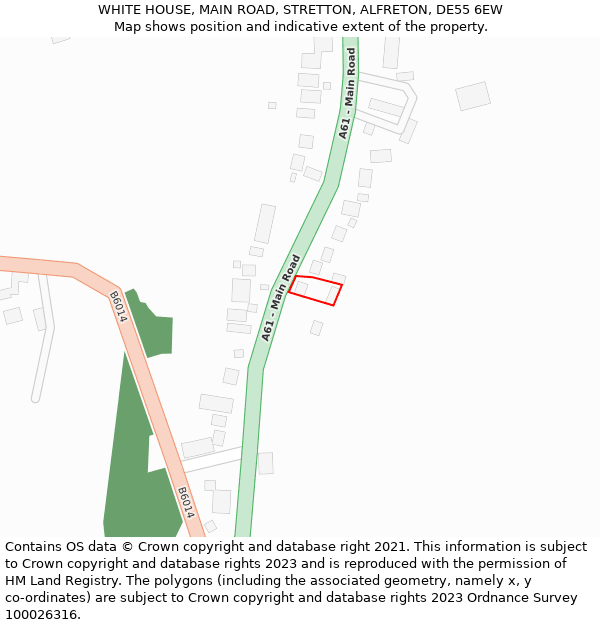 WHITE HOUSE, MAIN ROAD, STRETTON, ALFRETON, DE55 6EW: Location map and indicative extent of plot