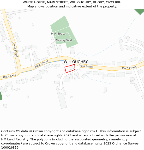 WHITE HOUSE, MAIN STREET, WILLOUGHBY, RUGBY, CV23 8BH: Location map and indicative extent of plot