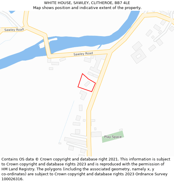 WHITE HOUSE, SAWLEY, CLITHEROE, BB7 4LE: Location map and indicative extent of plot