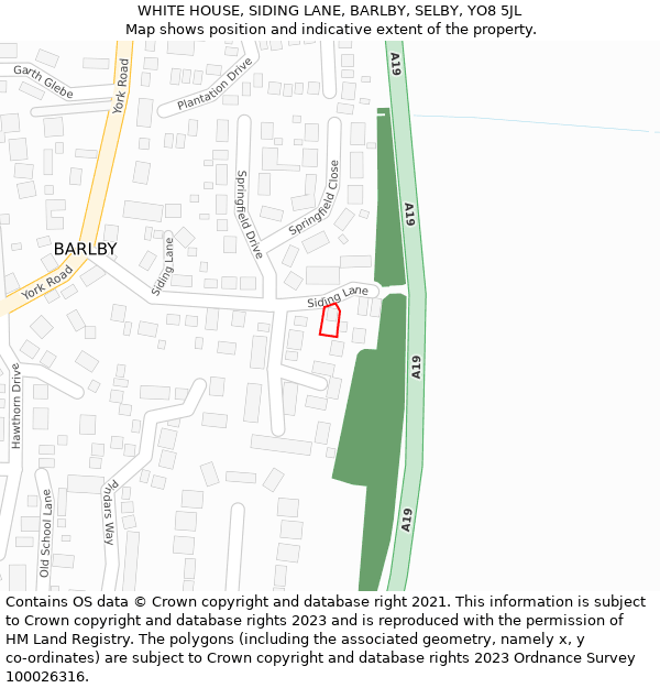 WHITE HOUSE, SIDING LANE, BARLBY, SELBY, YO8 5JL: Location map and indicative extent of plot