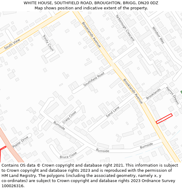 WHITE HOUSE, SOUTHFIELD ROAD, BROUGHTON, BRIGG, DN20 0DZ: Location map and indicative extent of plot