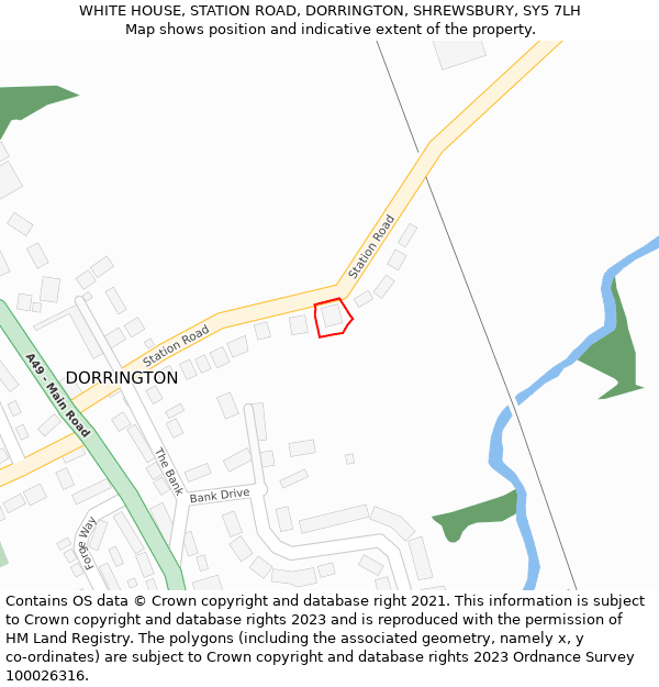 WHITE HOUSE, STATION ROAD, DORRINGTON, SHREWSBURY, SY5 7LH: Location map and indicative extent of plot