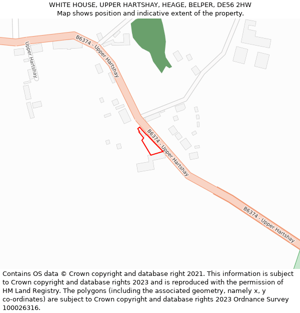 WHITE HOUSE, UPPER HARTSHAY, HEAGE, BELPER, DE56 2HW: Location map and indicative extent of plot