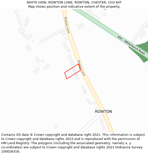 WHITE HOW, ROWTON LANE, ROWTON, CHESTER, CH3 6AT: Location map and indicative extent of plot