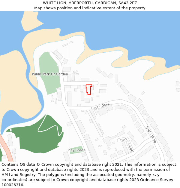 WHITE LION, ABERPORTH, CARDIGAN, SA43 2EZ: Location map and indicative extent of plot