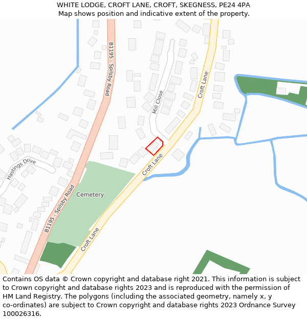 WHITE LODGE, CROFT LANE, CROFT, SKEGNESS, PE24 4PA: Location map and indicative extent of plot