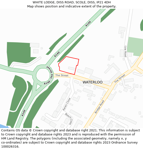 WHITE LODGE, DISS ROAD, SCOLE, DISS, IP21 4DH: Location map and indicative extent of plot