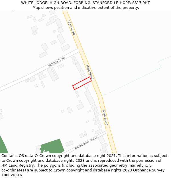 WHITE LODGE, HIGH ROAD, FOBBING, STANFORD-LE-HOPE, SS17 9HT: Location map and indicative extent of plot