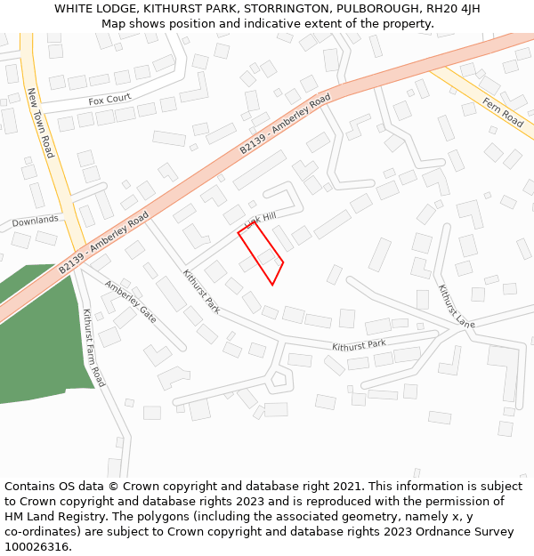 WHITE LODGE, KITHURST PARK, STORRINGTON, PULBOROUGH, RH20 4JH: Location map and indicative extent of plot