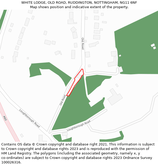 WHITE LODGE, OLD ROAD, RUDDINGTON, NOTTINGHAM, NG11 6NF: Location map and indicative extent of plot