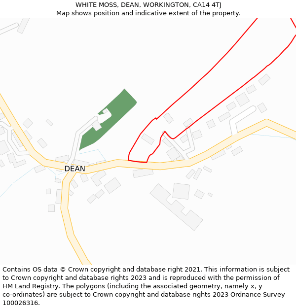 WHITE MOSS, DEAN, WORKINGTON, CA14 4TJ: Location map and indicative extent of plot