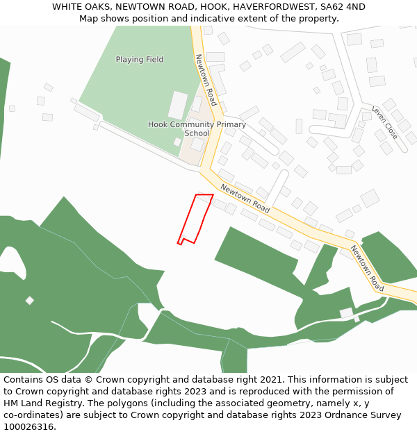 WHITE OAKS, NEWTOWN ROAD, HOOK, HAVERFORDWEST, SA62 4ND: Location map and indicative extent of plot