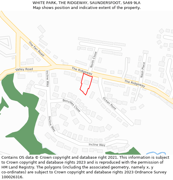 WHITE PARK, THE RIDGEWAY, SAUNDERSFOOT, SA69 9LA: Location map and indicative extent of plot