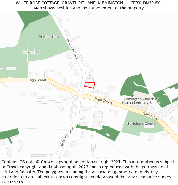 WHITE ROSE COTTAGE, GRAVEL PIT LANE, KIRMINGTON, ULCEBY, DN39 6YU: Location map and indicative extent of plot