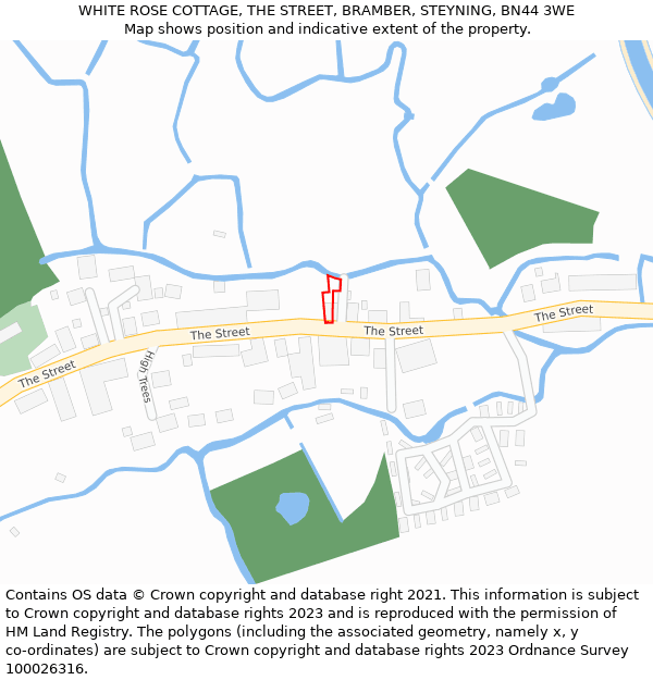 WHITE ROSE COTTAGE, THE STREET, BRAMBER, STEYNING, BN44 3WE: Location map and indicative extent of plot