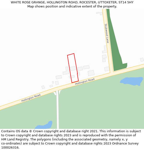 WHITE ROSE GRANGE, HOLLINGTON ROAD, ROCESTER, UTTOXETER, ST14 5HY: Location map and indicative extent of plot