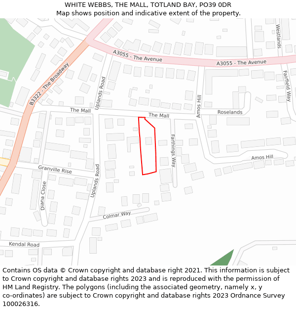 WHITE WEBBS, THE MALL, TOTLAND BAY, PO39 0DR: Location map and indicative extent of plot