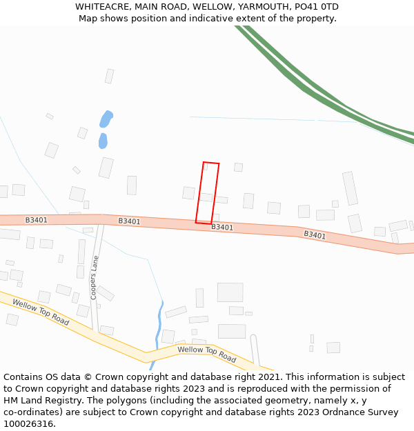 WHITEACRE, MAIN ROAD, WELLOW, YARMOUTH, PO41 0TD: Location map and indicative extent of plot