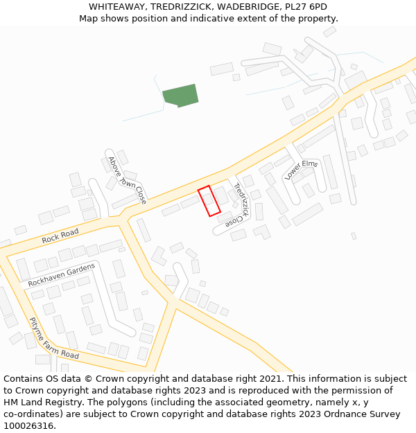 WHITEAWAY, TREDRIZZICK, WADEBRIDGE, PL27 6PD: Location map and indicative extent of plot