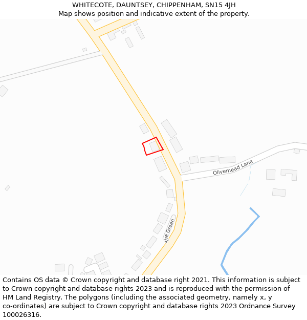 WHITECOTE, DAUNTSEY, CHIPPENHAM, SN15 4JH: Location map and indicative extent of plot