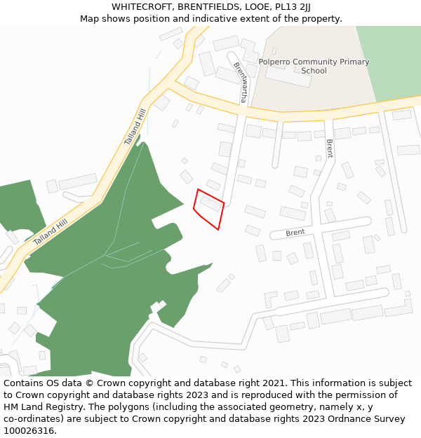 WHITECROFT, BRENTFIELDS, LOOE, PL13 2JJ: Location map and indicative extent of plot