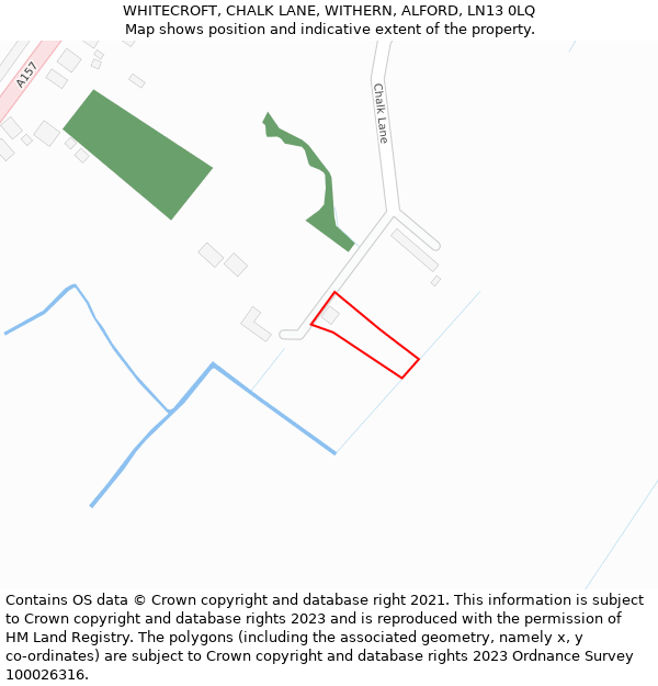 WHITECROFT, CHALK LANE, WITHERN, ALFORD, LN13 0LQ: Location map and indicative extent of plot