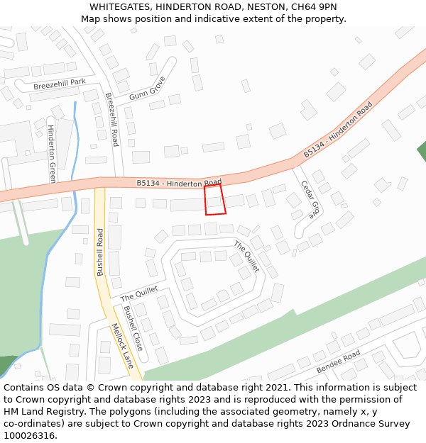 WHITEGATES, HINDERTON ROAD, NESTON, CH64 9PN: Location map and indicative extent of plot