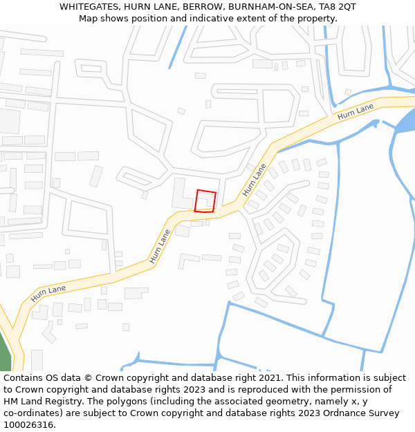WHITEGATES, HURN LANE, BERROW, BURNHAM-ON-SEA, TA8 2QT: Location map and indicative extent of plot