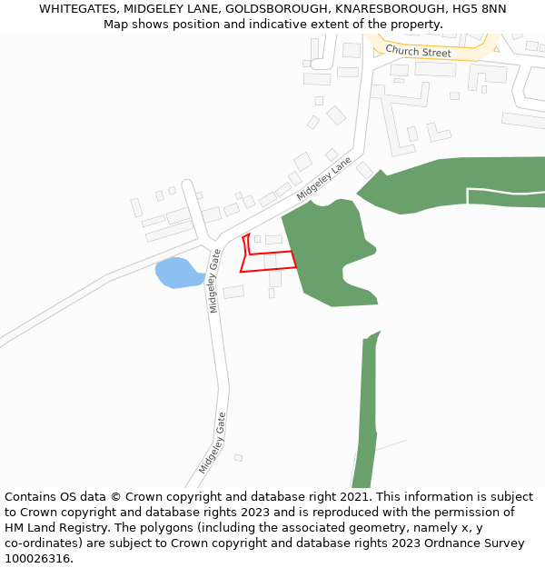 WHITEGATES, MIDGELEY LANE, GOLDSBOROUGH, KNARESBOROUGH, HG5 8NN: Location map and indicative extent of plot