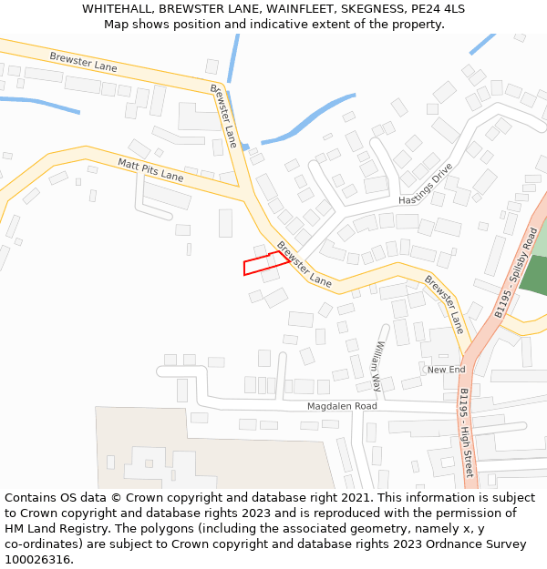 WHITEHALL, BREWSTER LANE, WAINFLEET, SKEGNESS, PE24 4LS: Location map and indicative extent of plot
