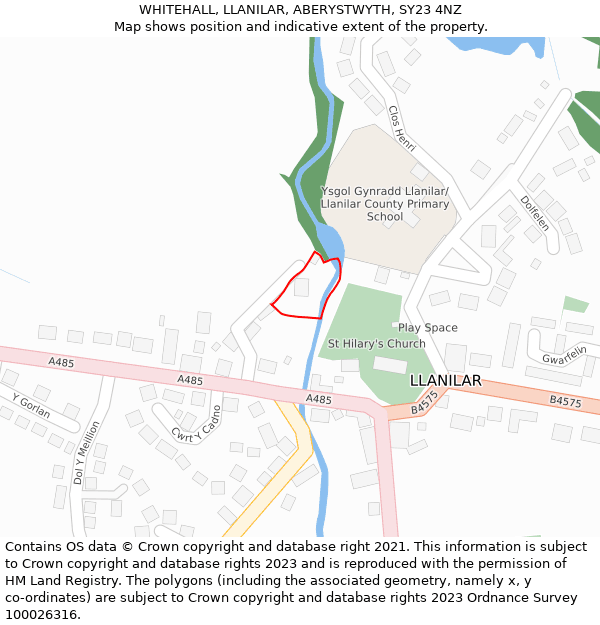 WHITEHALL, LLANILAR, ABERYSTWYTH, SY23 4NZ: Location map and indicative extent of plot