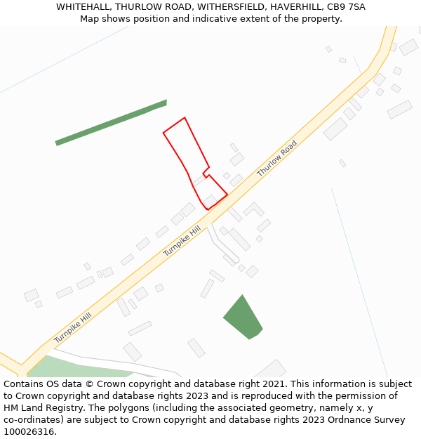 WHITEHALL, THURLOW ROAD, WITHERSFIELD, HAVERHILL, CB9 7SA: Location map and indicative extent of plot