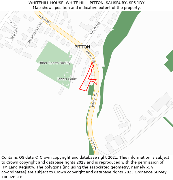 WHITEHILL HOUSE, WHITE HILL, PITTON, SALISBURY, SP5 1DY: Location map and indicative extent of plot