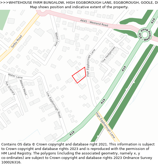 WHITEHOUSE FARM BUNGALOW, HIGH EGGBOROUGH LANE, EGGBOROUGH, GOOLE, DN14 0PS: Location map and indicative extent of plot