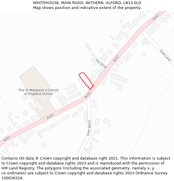 WHITEHOUSE, MAIN ROAD, WITHERN, ALFORD, LN13 0LD: Location map and indicative extent of plot