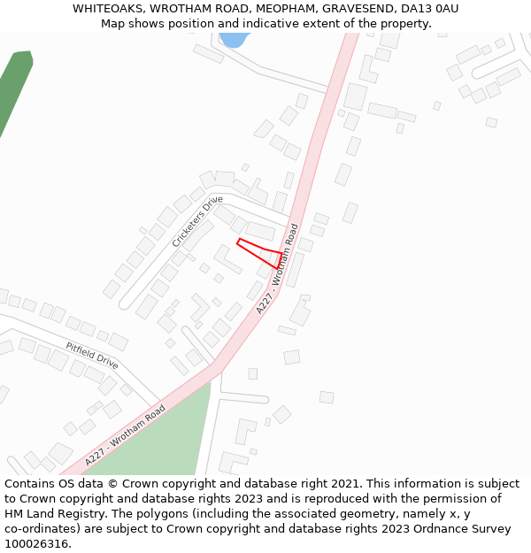 WHITEOAKS, WROTHAM ROAD, MEOPHAM, GRAVESEND, DA13 0AU: Location map and indicative extent of plot