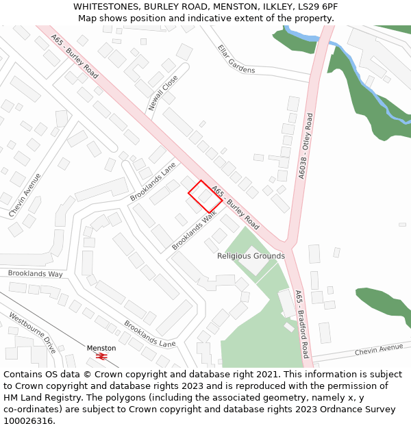 WHITESTONES, BURLEY ROAD, MENSTON, ILKLEY, LS29 6PF: Location map and indicative extent of plot