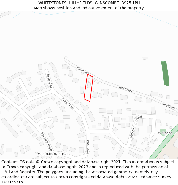 WHITESTONES, HILLYFIELDS, WINSCOMBE, BS25 1PH: Location map and indicative extent of plot