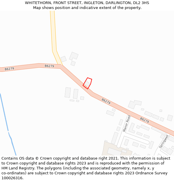 WHITETHORN, FRONT STREET, INGLETON, DARLINGTON, DL2 3HS: Location map and indicative extent of plot