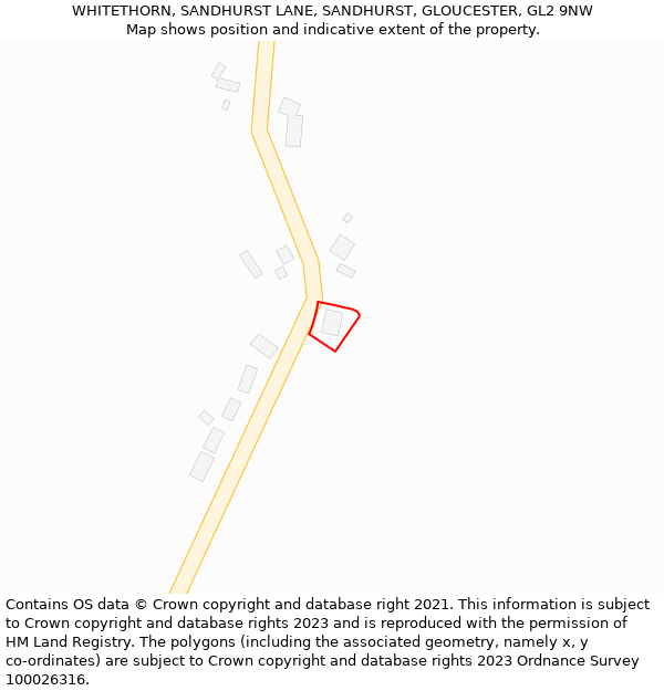 WHITETHORN, SANDHURST LANE, SANDHURST, GLOUCESTER, GL2 9NW: Location map and indicative extent of plot