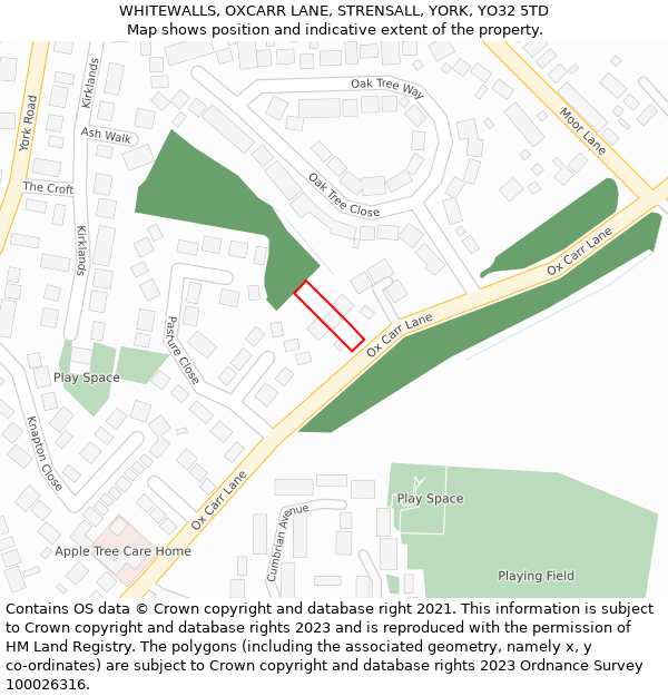 WHITEWALLS, OXCARR LANE, STRENSALL, YORK, YO32 5TD: Location map and indicative extent of plot