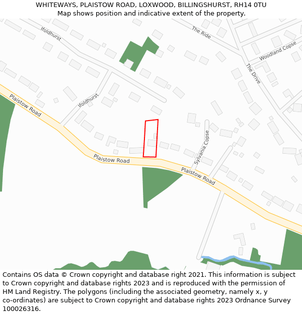 WHITEWAYS, PLAISTOW ROAD, LOXWOOD, BILLINGSHURST, RH14 0TU: Location map and indicative extent of plot