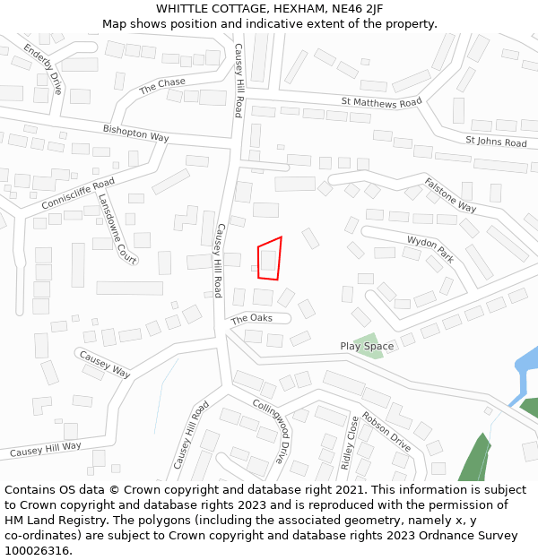 WHITTLE COTTAGE, HEXHAM, NE46 2JF: Location map and indicative extent of plot