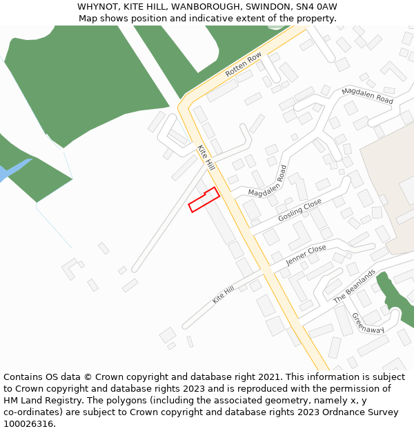 WHYNOT, KITE HILL, WANBOROUGH, SWINDON, SN4 0AW: Location map and indicative extent of plot