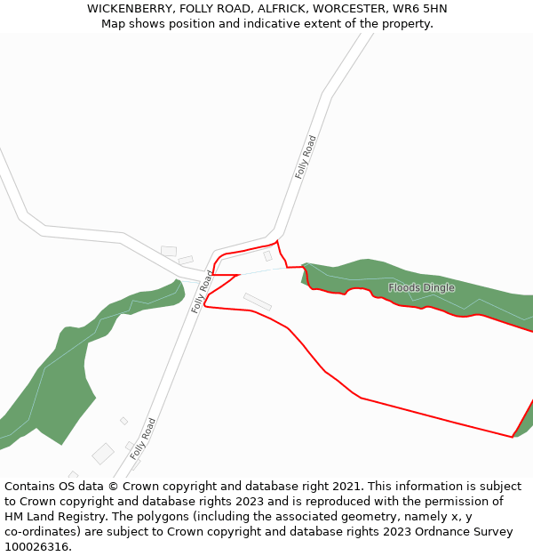 WICKENBERRY, FOLLY ROAD, ALFRICK, WORCESTER, WR6 5HN: Location map and indicative extent of plot